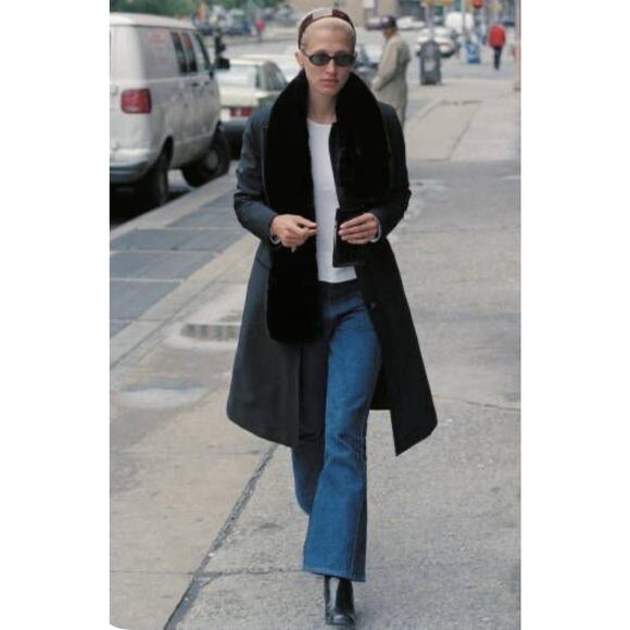 Vintage Union Made Black Wool Over Coat Dramatic Fur Collar CBK Style Tailored - Picture 6 of 16